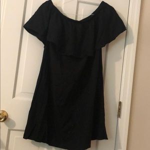 Black linen off the shoulder dress